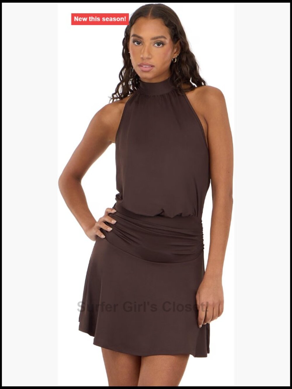 Forever 21 Mock Neck Halter Dress with Band Midi Sleeveless Fitted